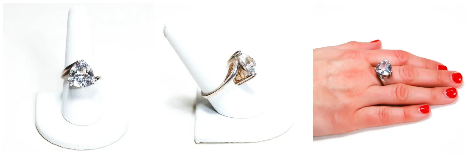 1980's Sterling Silver CZ Trillion Cut Ring