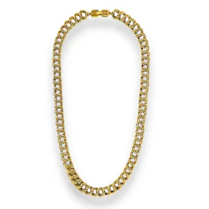 1980's Vintage GIVENCHY Gld Plated Textured Heavy Double Curb Link Necklace 30”