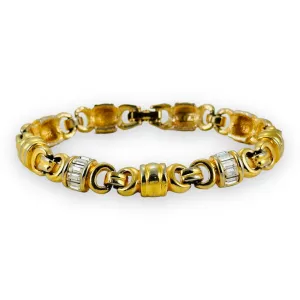 1980’s Vintage SWAROVSKI Crystals in Gold Plated Barrel Link Bracelet