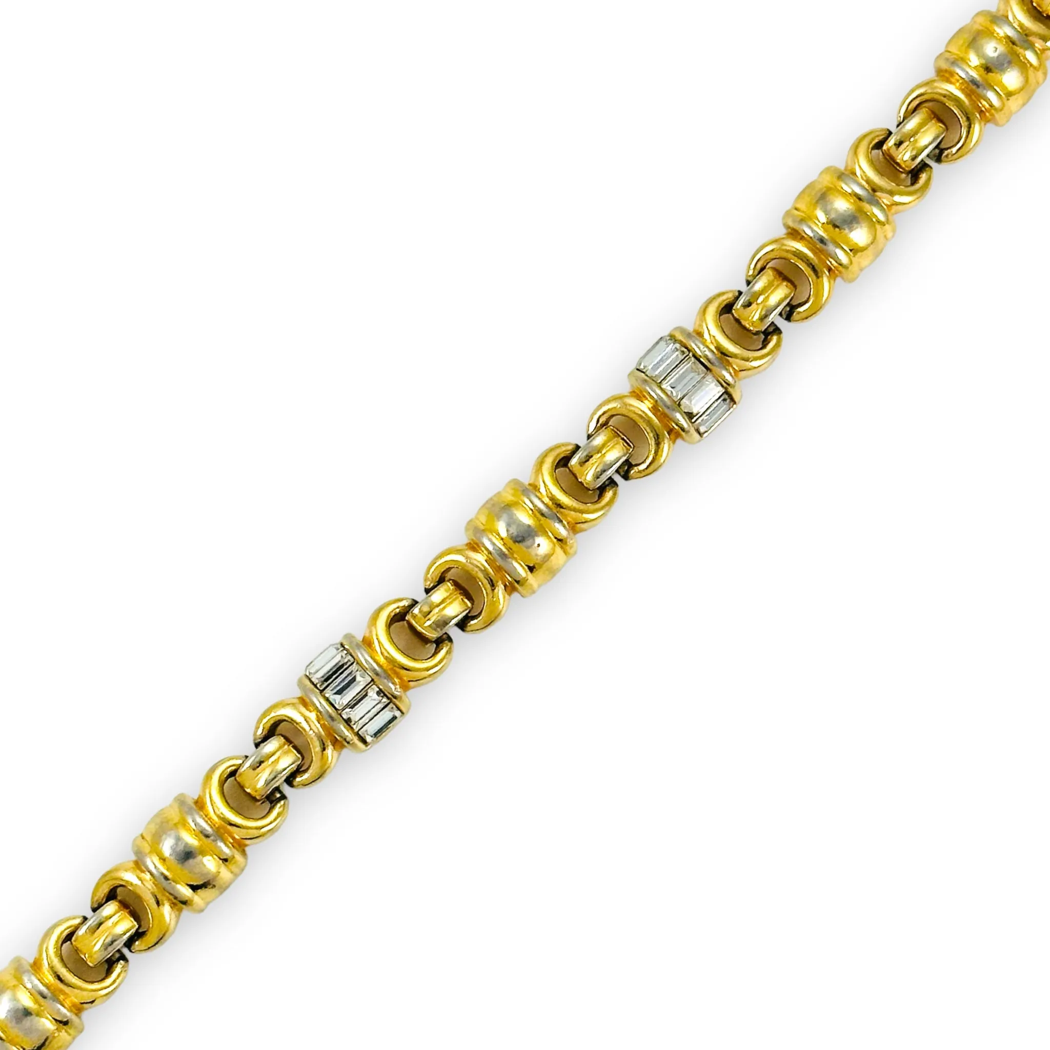 1980’s Vintage SWAROVSKI Crystals in Gold Plated Barrel Link Bracelet