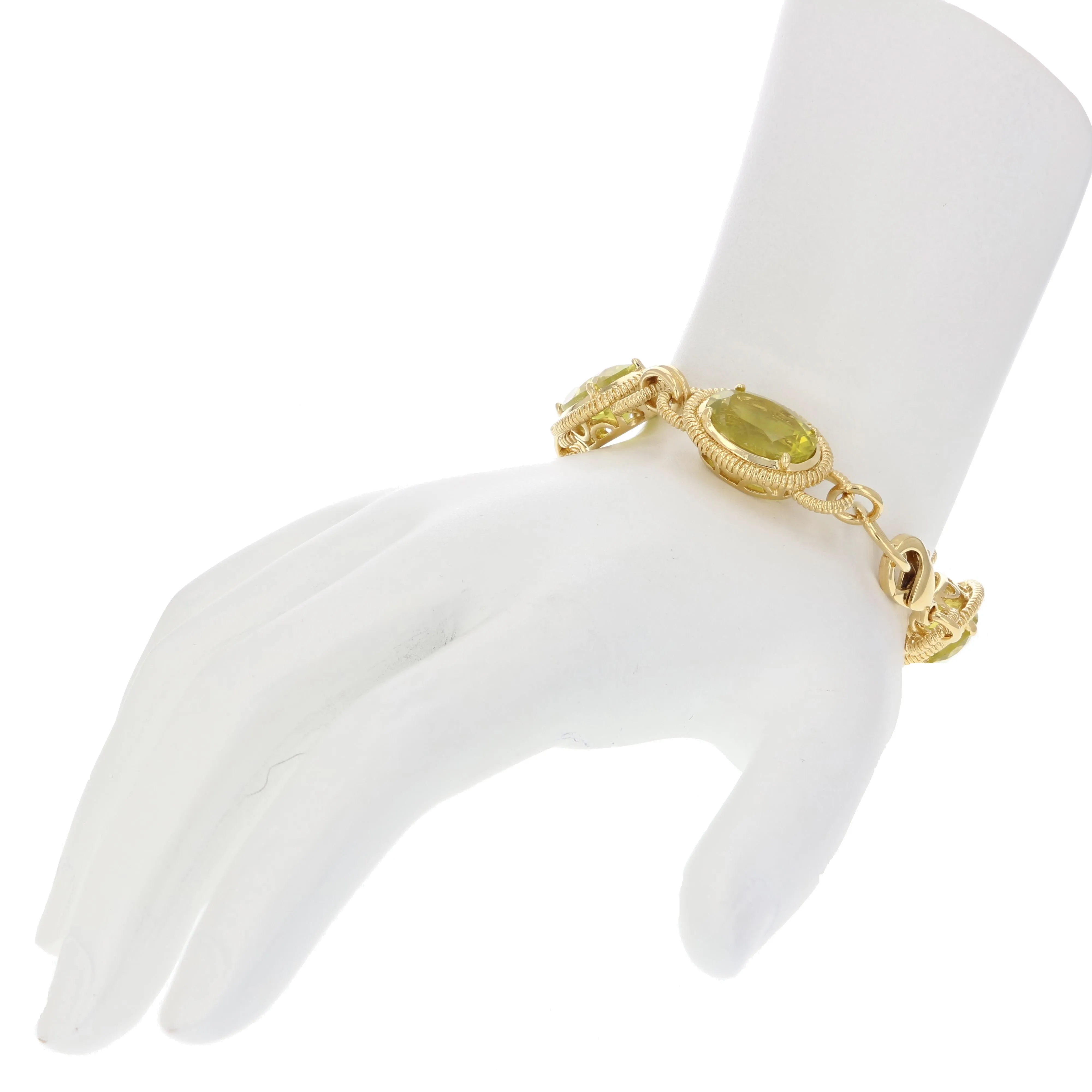 21 cttw Lemon Quartz Tennis Bracelet Yellow Gold Plated Over Brass 14x10 MM Oval
