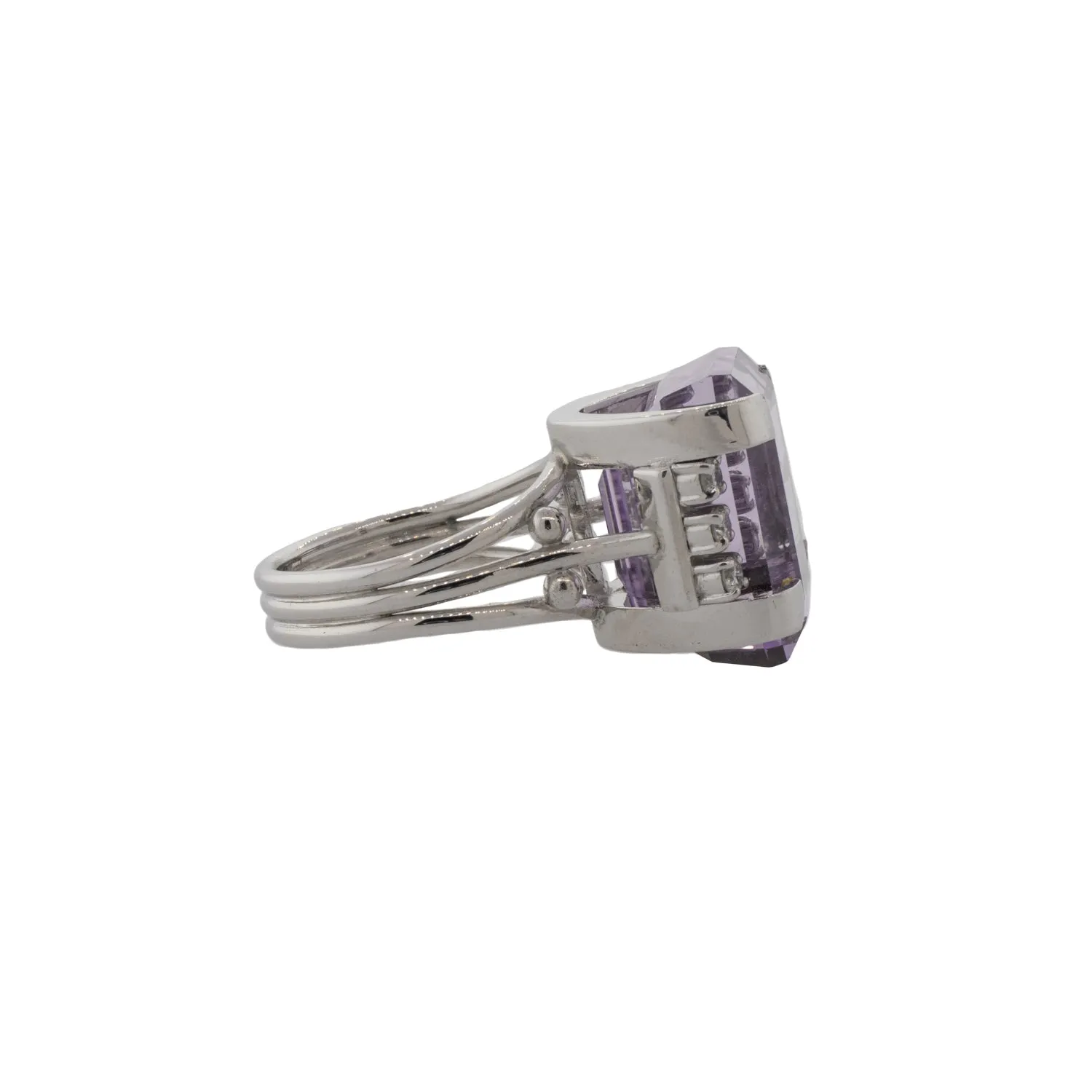 24ct Emerald Cut Kunzite and Diamond Ring
