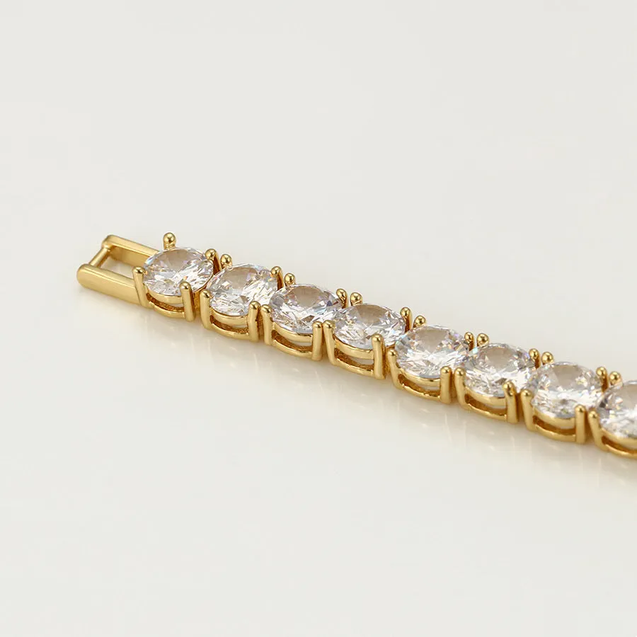 24K Gold Plated Cz Diamond Beautiful Tennis Bracelet