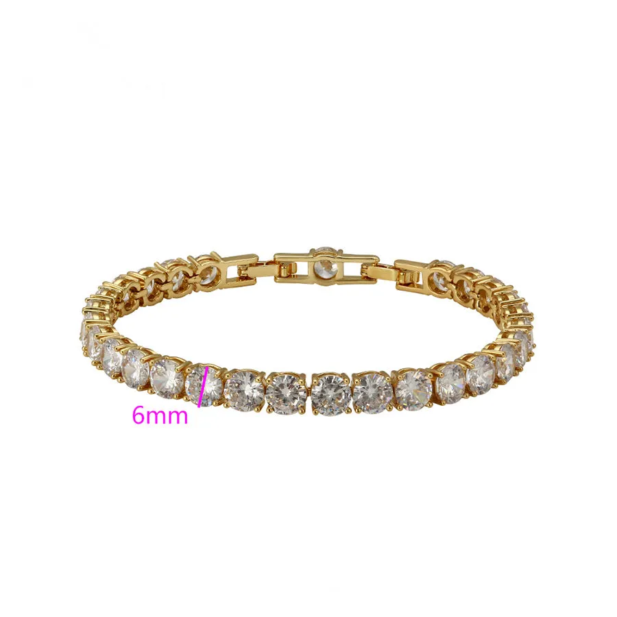 24K Gold Plated Cz Diamond Beautiful Tennis Bracelet