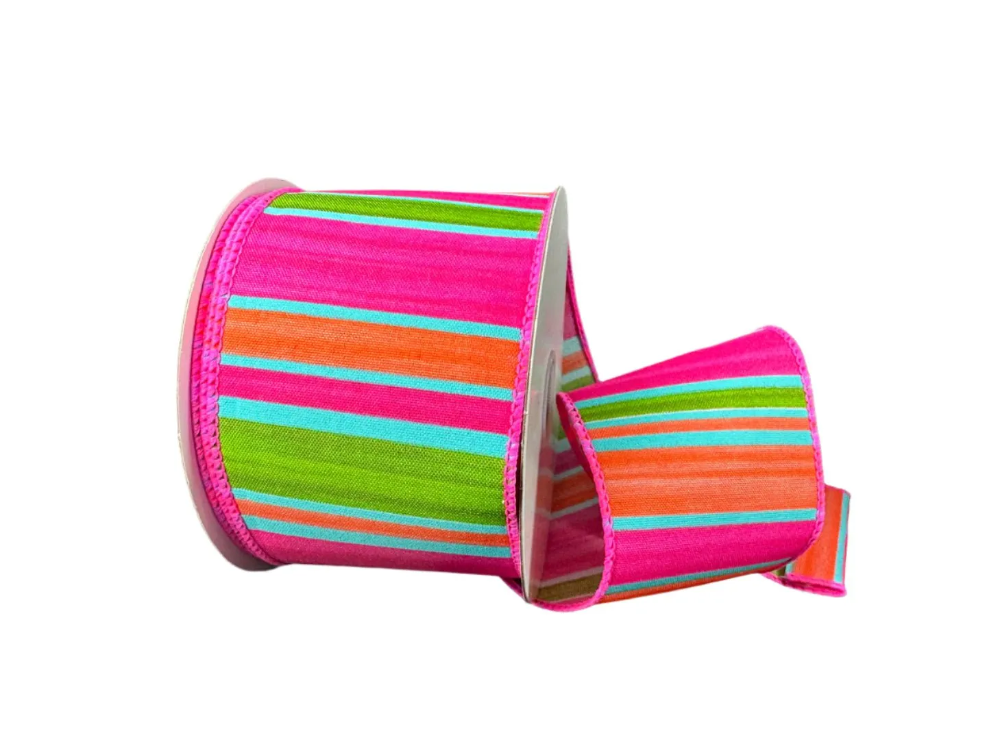 2.5" Watercolor Horizontal Stripes: Fuchsia, Orange, Lime (10 Yards) 41509-40-46