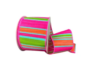 2.5" Watercolor Horizontal Stripes: Fuchsia, Orange, Lime (10 Yards) 41509-40-46
