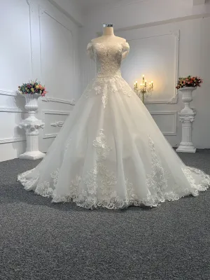 29736-BYG simple off-white embroidery A-line dress