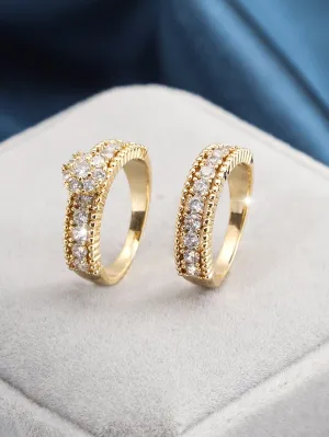 2pcs Zircon Decor Ring - Gold