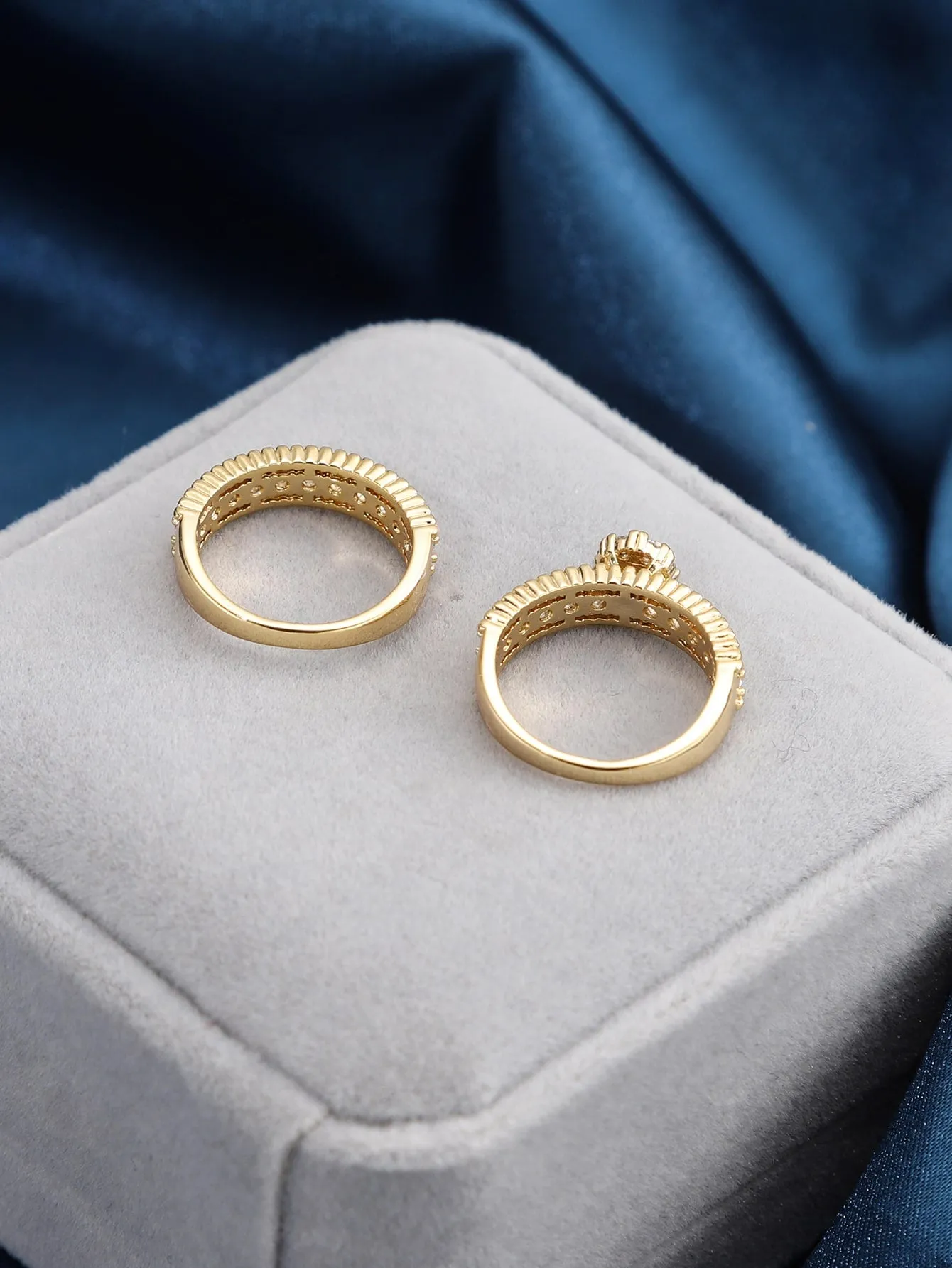 2pcs Zircon Decor Ring - Gold