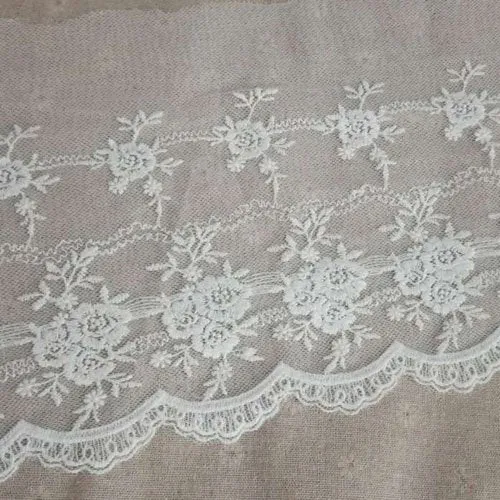 3 Yards of 20cm Width Retro Floral Embroidered Mesh Lace Fabric Trim