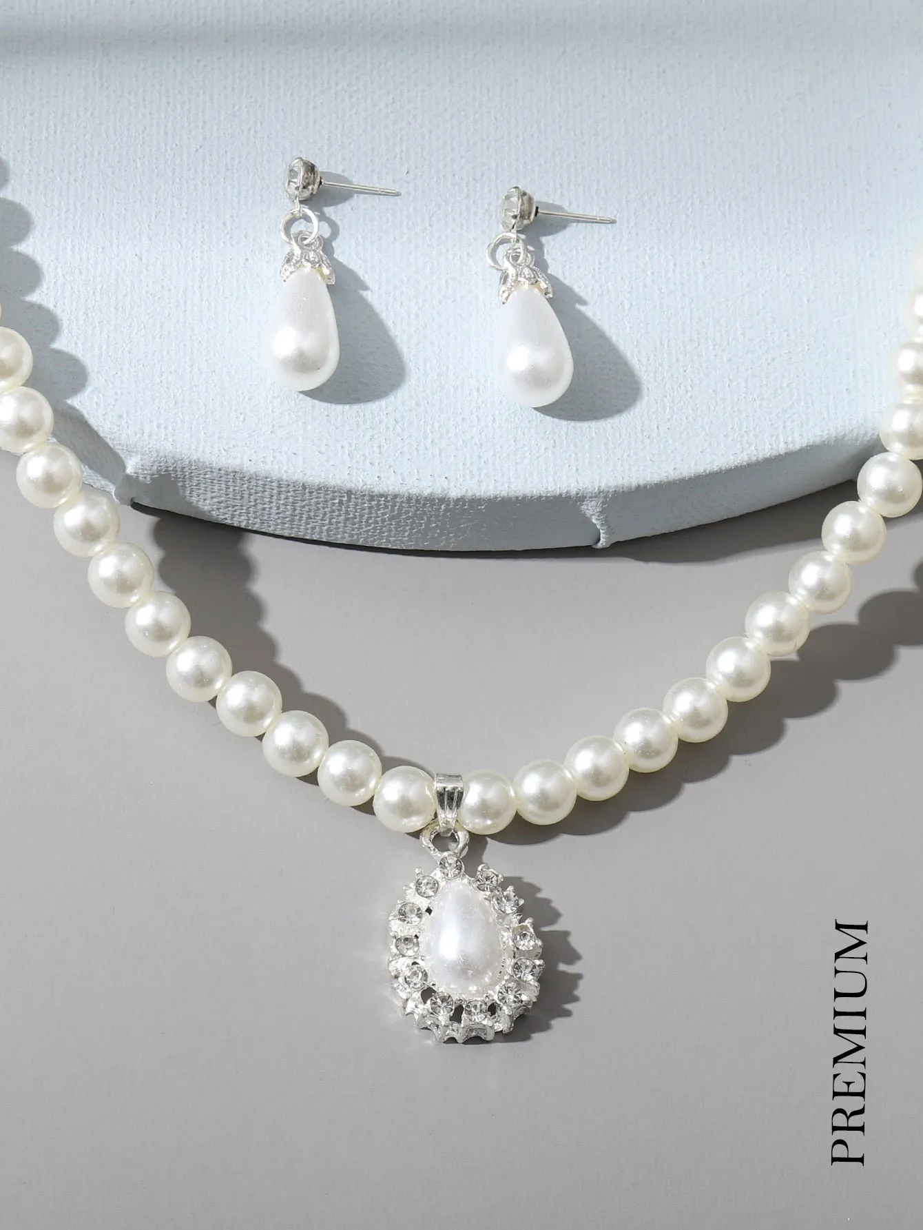 3pcs Faux Pearl Jewelry Set   - White