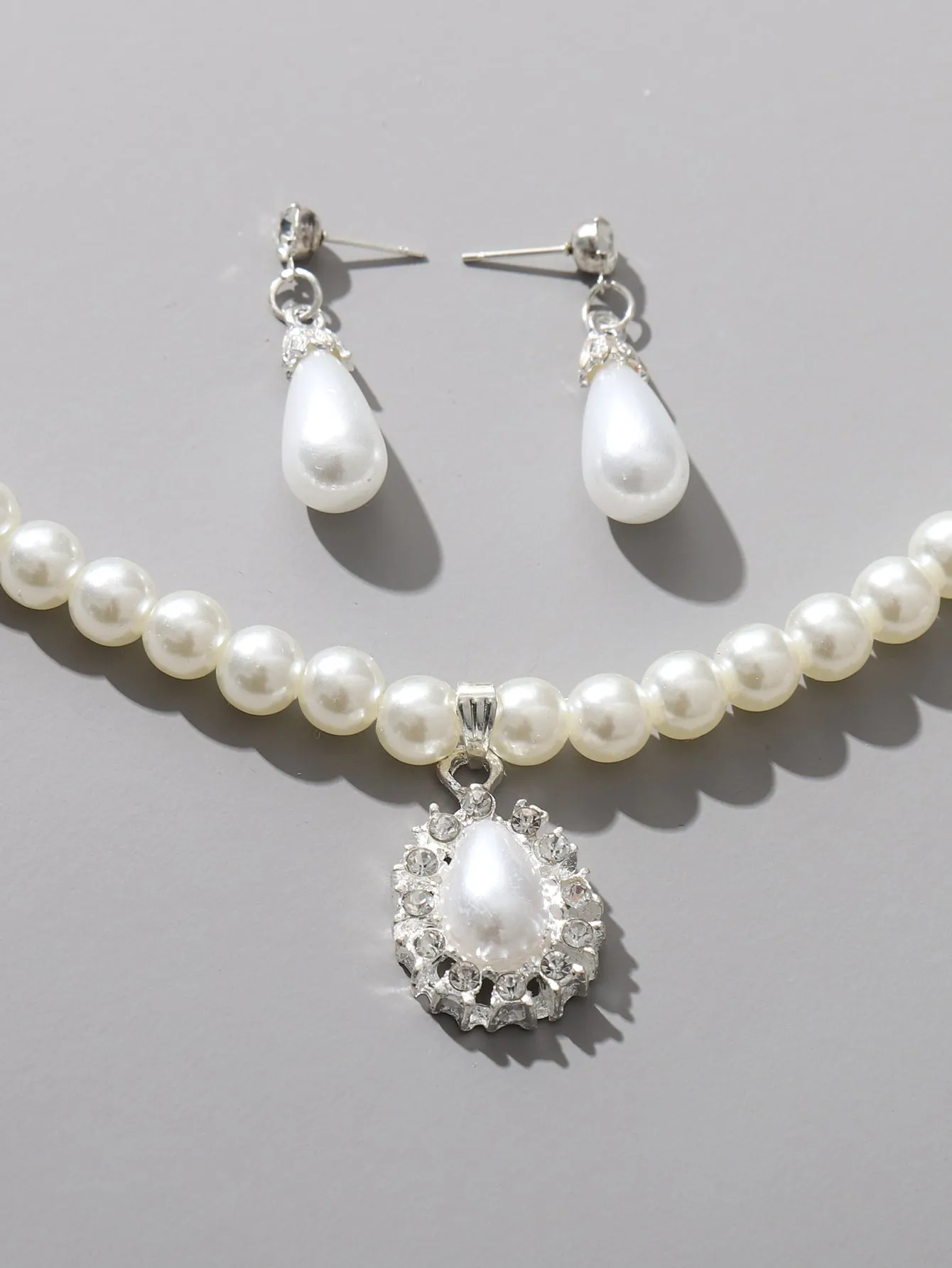 3pcs Faux Pearl Jewelry Set   - White