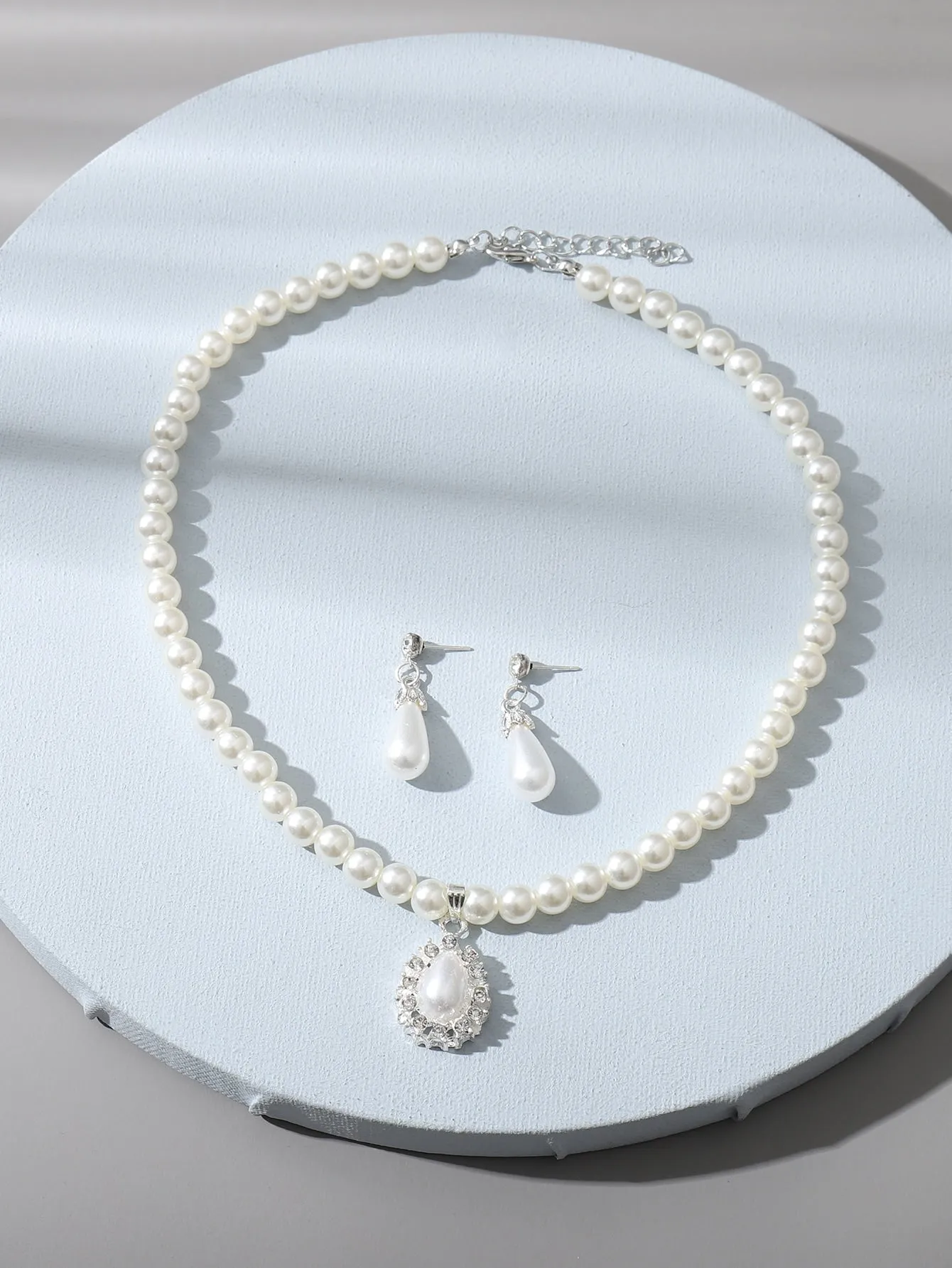 3pcs Faux Pearl Jewelry Set   - White