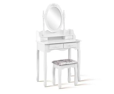 4 Drawer Dressing Table with Mirror - White