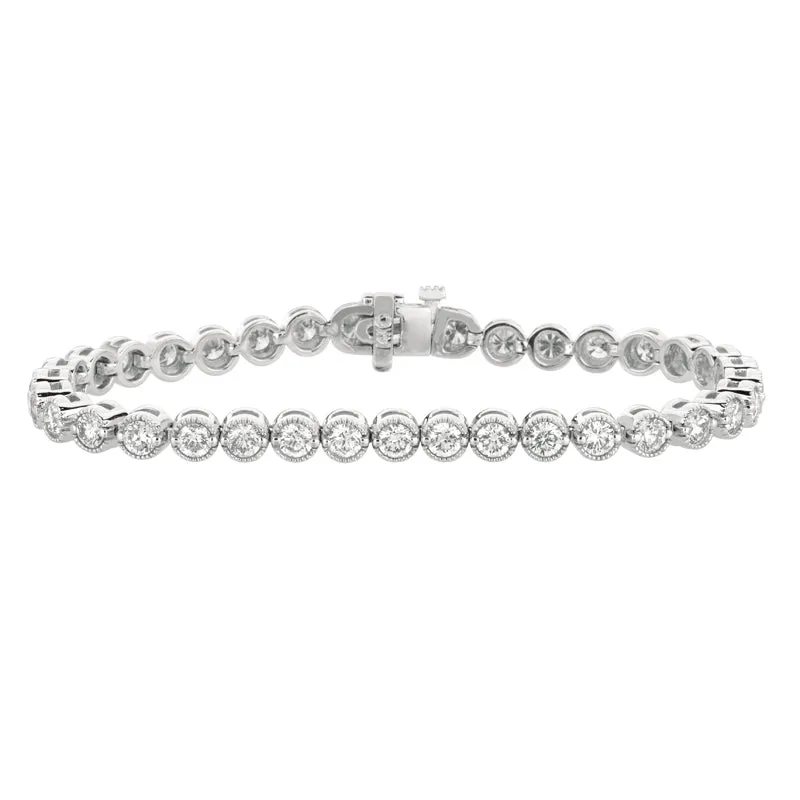 4.00 Carat Natural Diamond Bracelet G SI 14K White Gold 7 inches