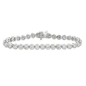 4.00 Carat Natural Diamond Bracelet G SI 14K White Gold 7 inches