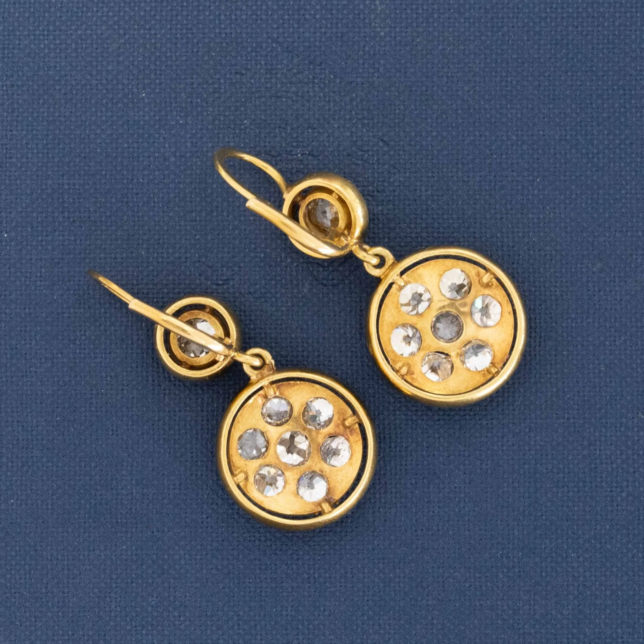 4.10ctw Antique Diamond Cluster Drop Earrings