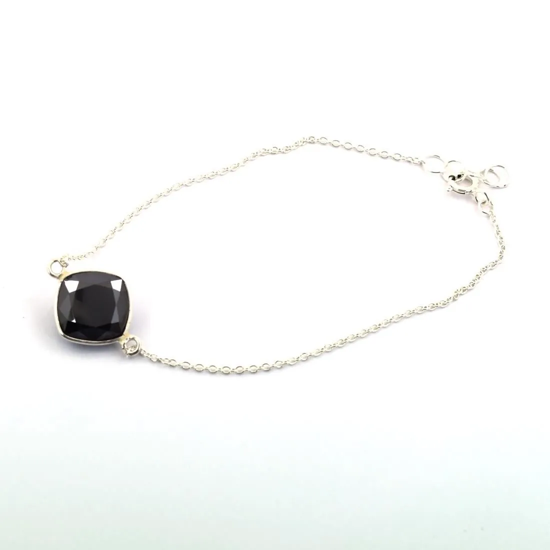 5 Carat Certified Black Diamond Chain Bracelet in Bezel Cushion Shape. Very Elegant & Great Shine