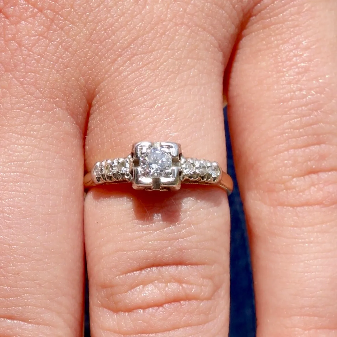 .50 ct. Art-Deco Diamond 1920's Antique Engagement Ring Platinum and Gold, Size 6.5