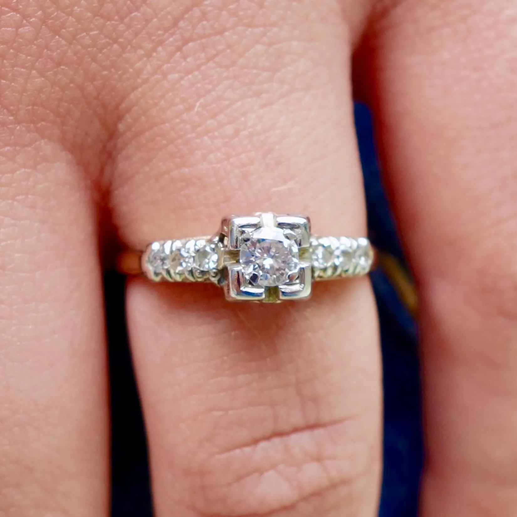 .50 ct. Art-Deco Diamond 1920's Antique Engagement Ring Platinum and Gold, Size 6.5