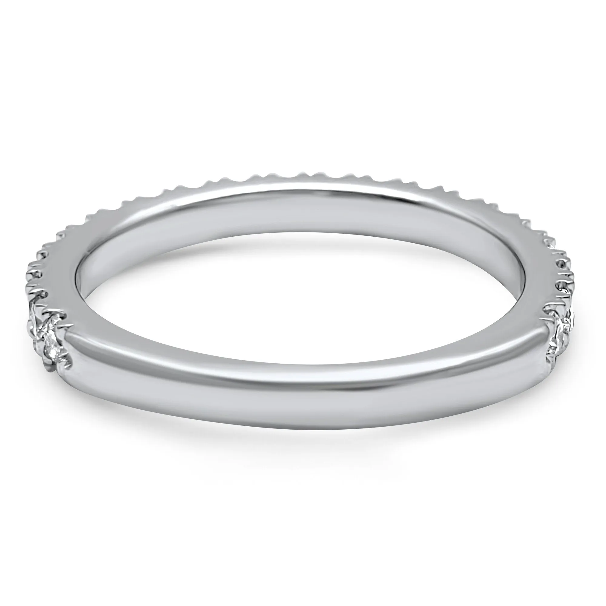 5/8 Carat Art Deco French Set Diamond Wedding Band | 14k White Gold | Matching Halo Ring Band