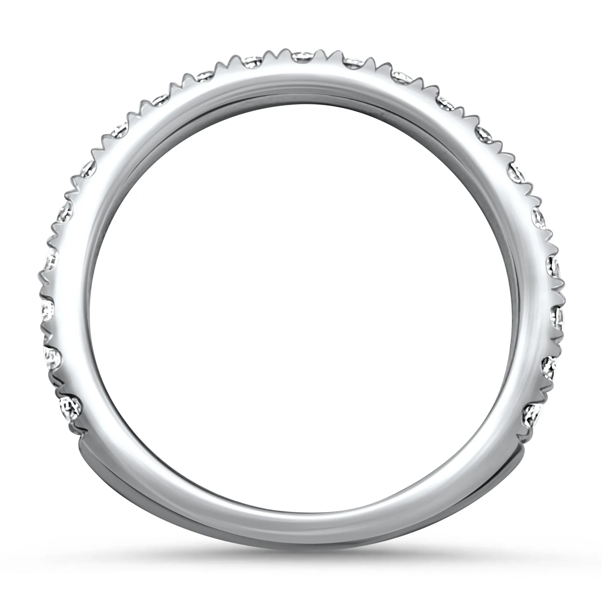 5/8 Carat Art Deco French Set Diamond Wedding Band | 14k White Gold | Matching Halo Ring Band