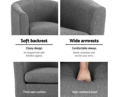 Abby Fabric Armchair - Grey
