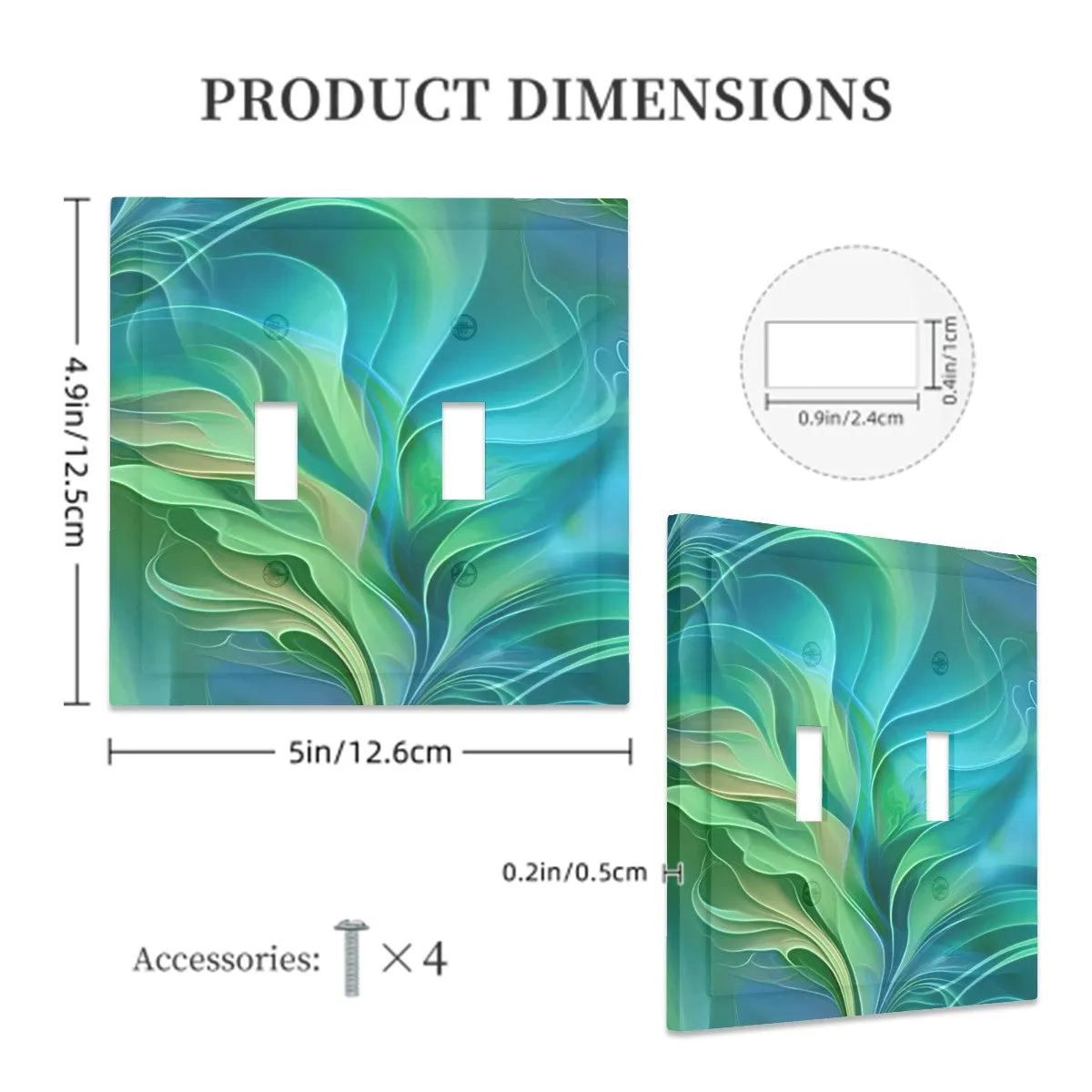 Abstract Art Decorative Switch Plate Cover with Beveled Edges- Blue and Green Water-Themed Artwork
