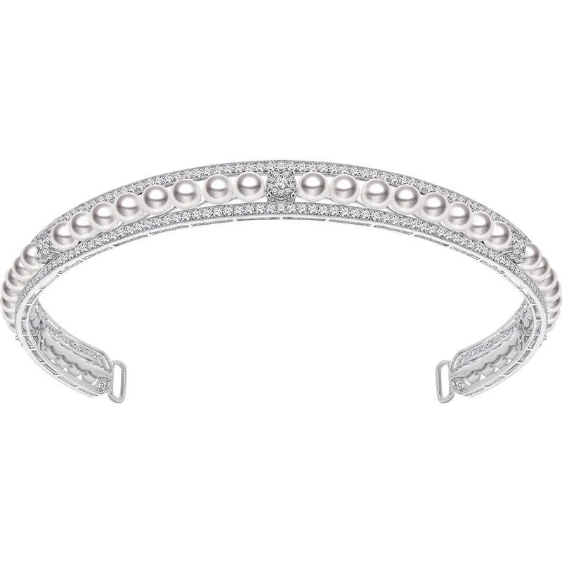 Akoya Pearl Mary Crown 18K White Gold Diamond