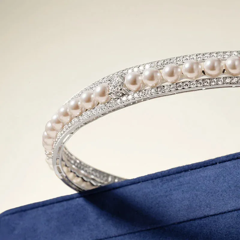 Akoya Pearl Mary Crown 18K White Gold Diamond