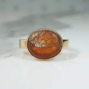 Ancient Chariot Intaglio in Vintage 18k Ring