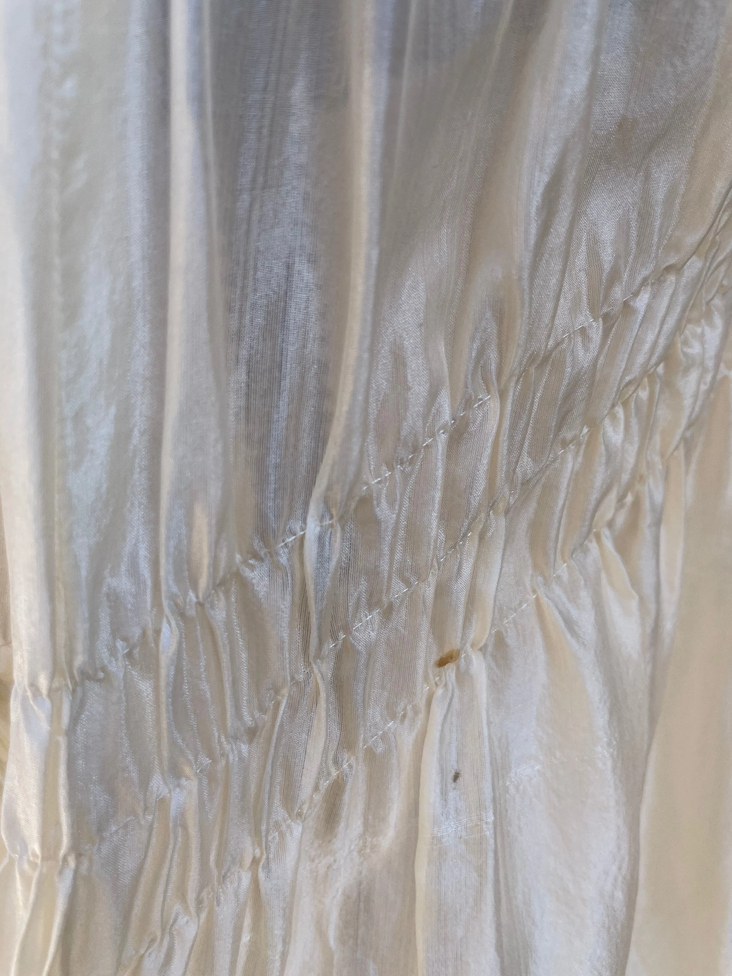 Antique 1900s Trained Embroidered Silk Bridal Skirt