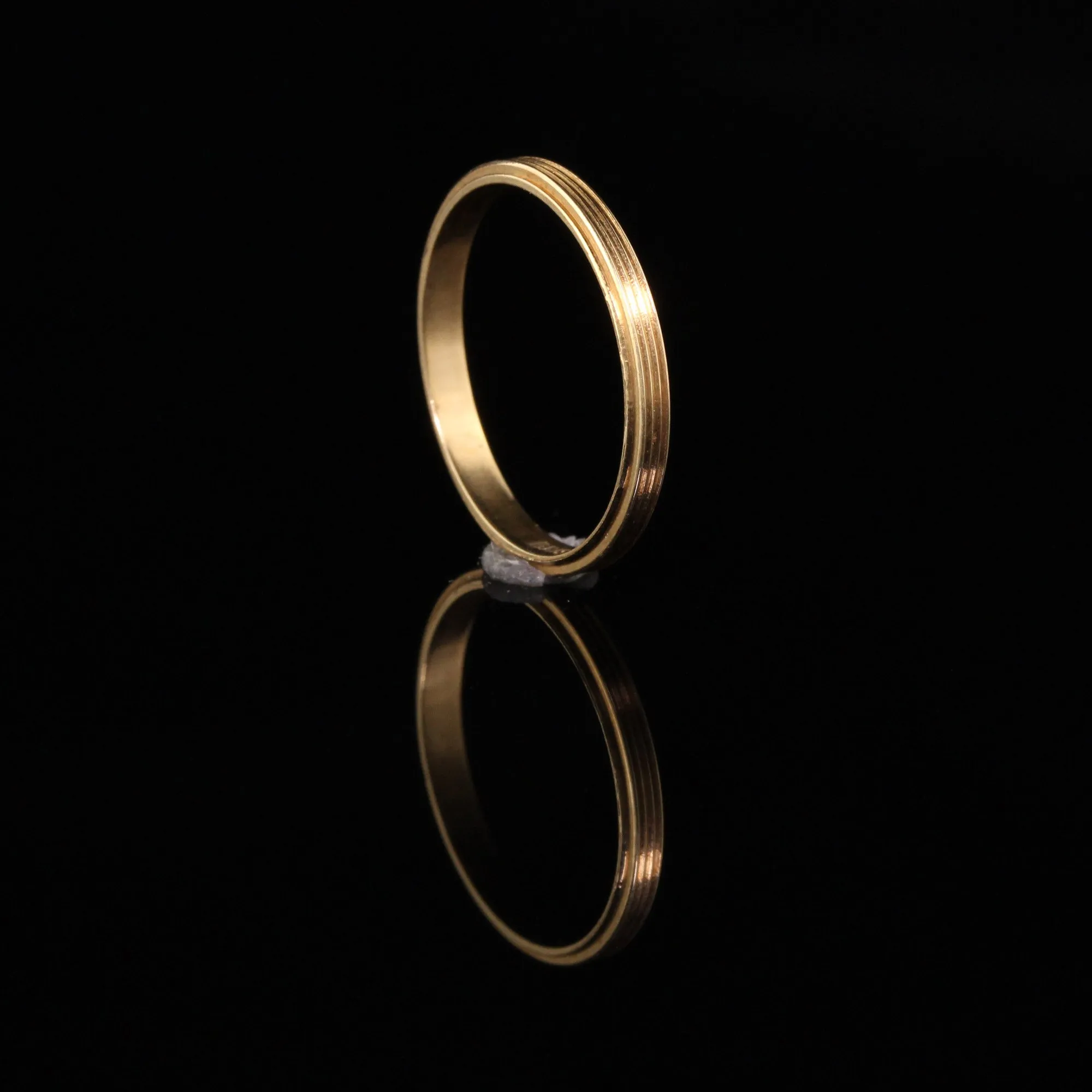 Antique Art Deco 14K Yellow Gold Engraved Wedding Band - Size 6 1/2