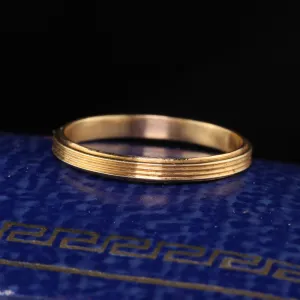 Antique Art Deco 14K Yellow Gold Engraved Wedding Band - Size 6 1/2