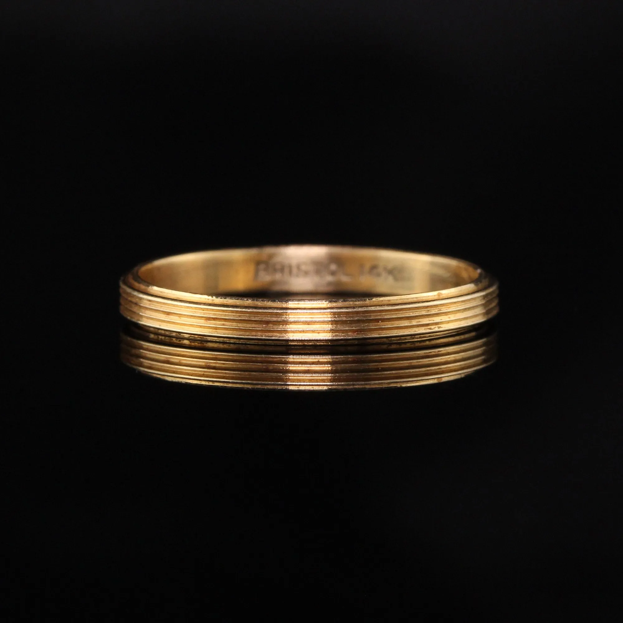 Antique Art Deco 14K Yellow Gold Engraved Wedding Band - Size 6 1/2