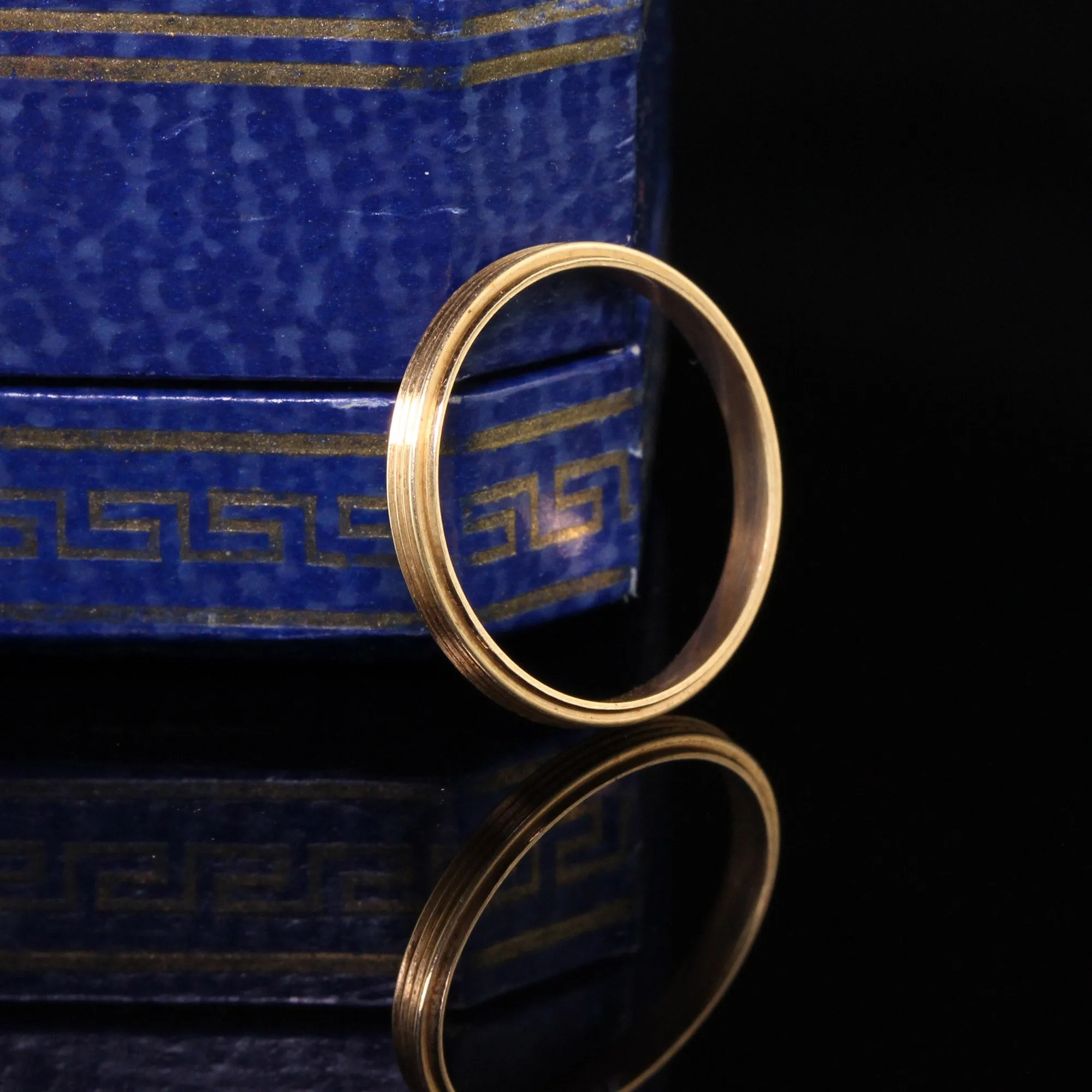 Antique Art Deco 14K Yellow Gold Engraved Wedding Band - Size 6 1/2