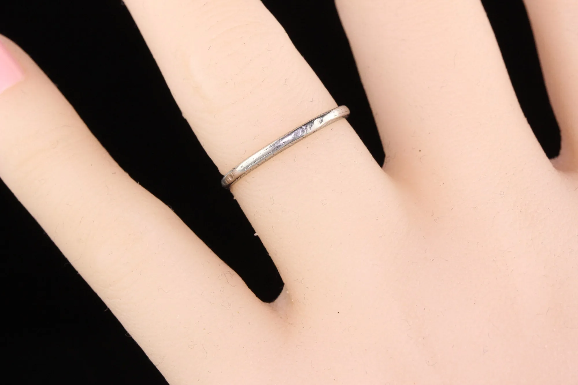 Antique Art Deco Platinum Engraved Wedding Band - Size 6