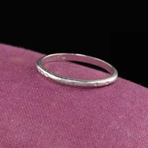 Antique Art Deco Platinum Engraved Wedding Band - Size 6