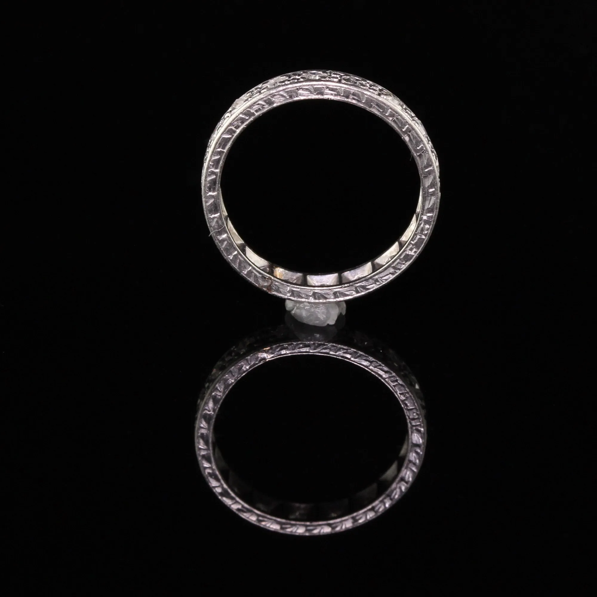 Antique Art Deco Platinum Old European Cut Diamond Eternity Band - Size 4 3/4