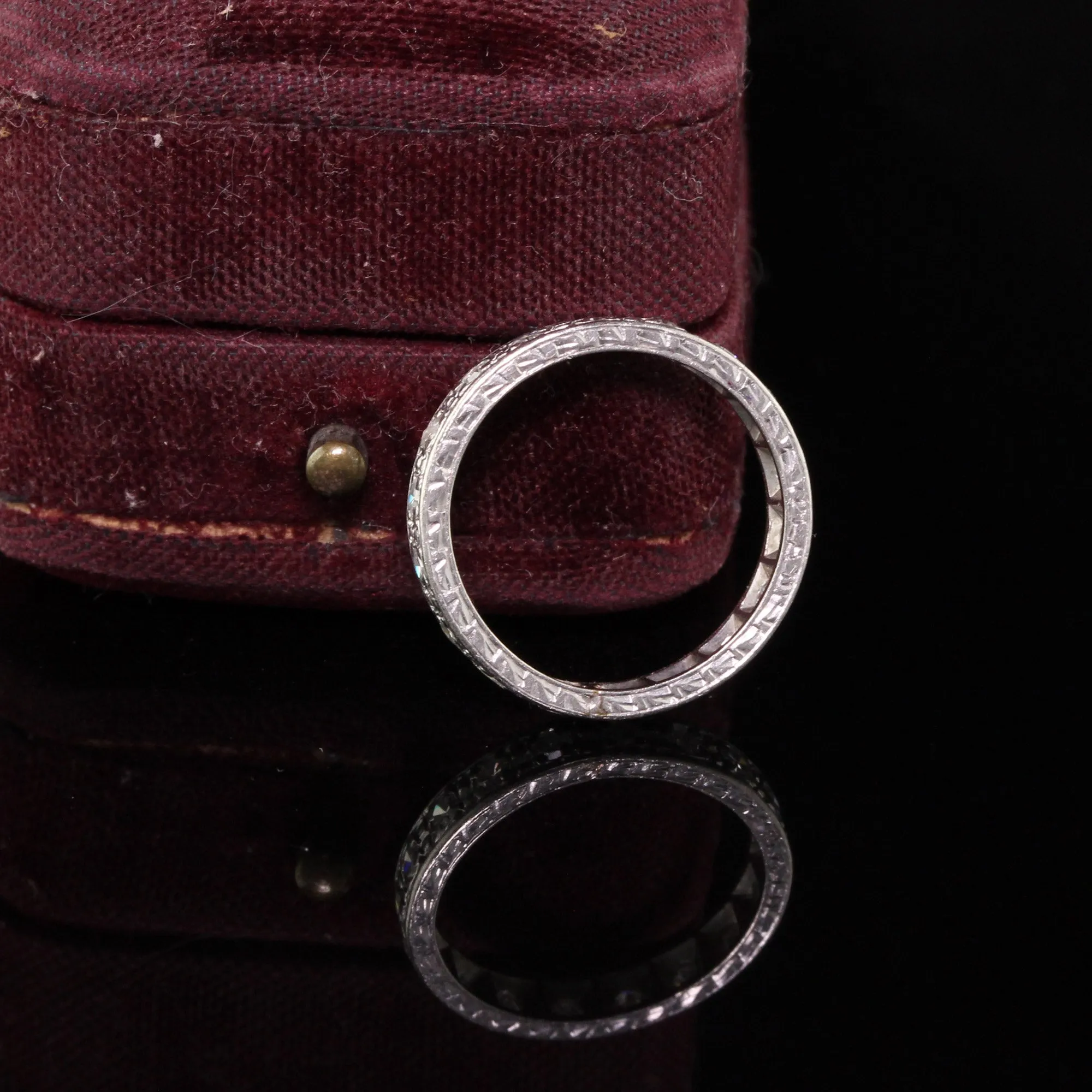 Antique Art Deco Platinum Old European Cut Diamond Eternity Band - Size 4 3/4