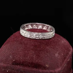 Antique Art Deco Platinum Old European Cut Diamond Eternity Band - Size 4 3/4