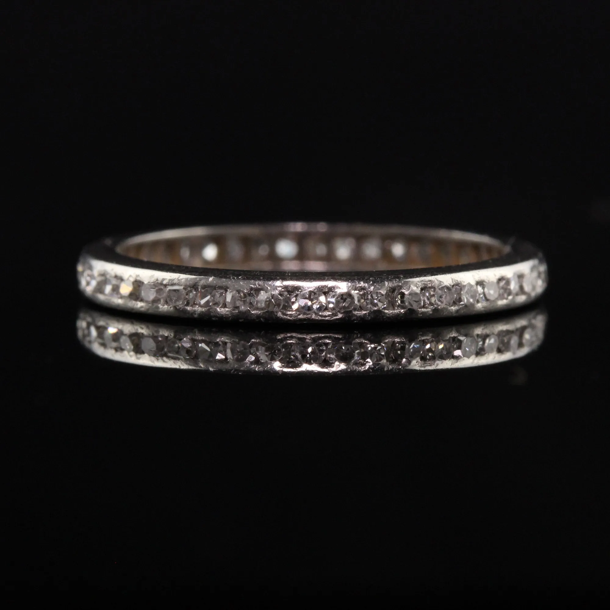 Antique Art Deco Platinum Single Cut Diamond Eternity Band