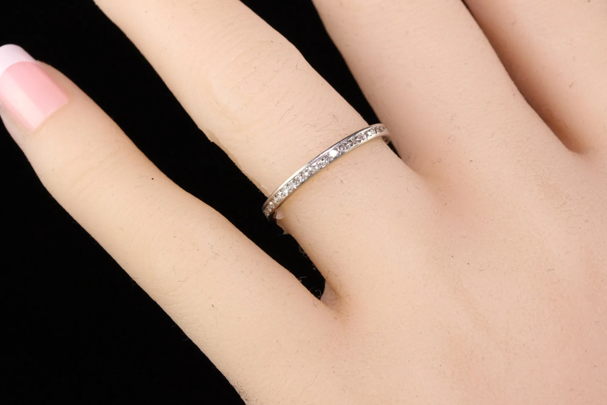 Antique Art Deco Platinum Single Cut Diamond Eternity Band