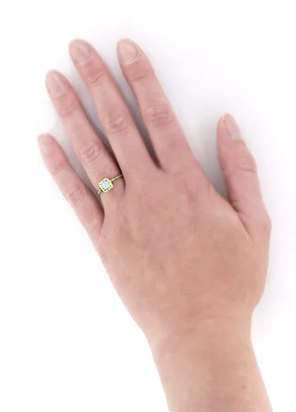 Aquamarine Art Deco Filigree Scrolls Engraved Engagement Ring in 14 Karat Yellow Gold