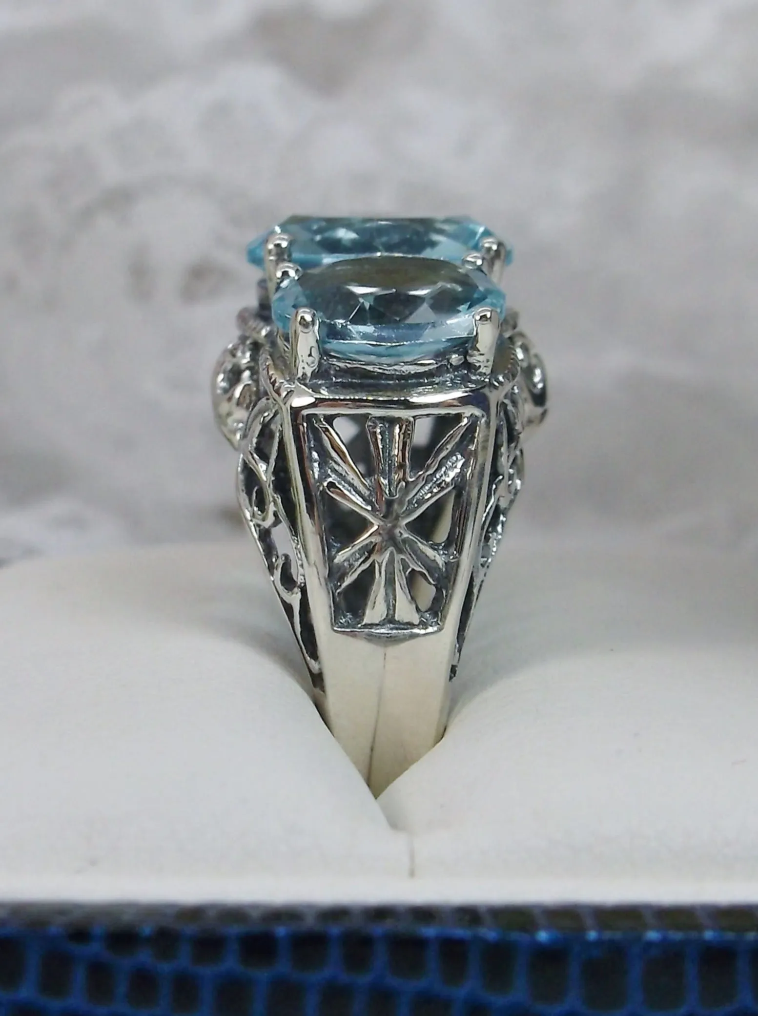 Aquamarine Ring,  Art Deco Jewelry #D36