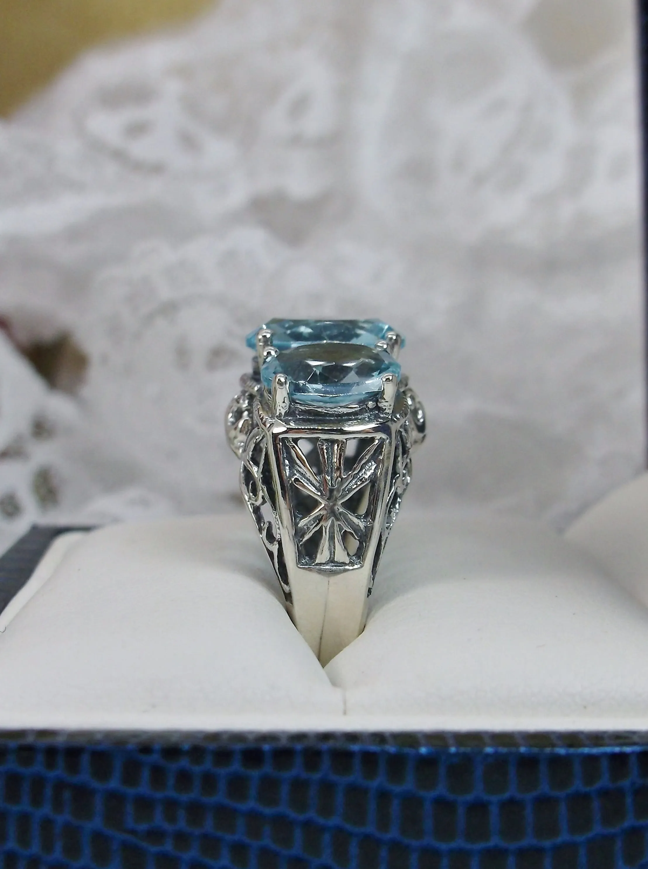 Aquamarine Ring,  Art Deco Jewelry #D36
