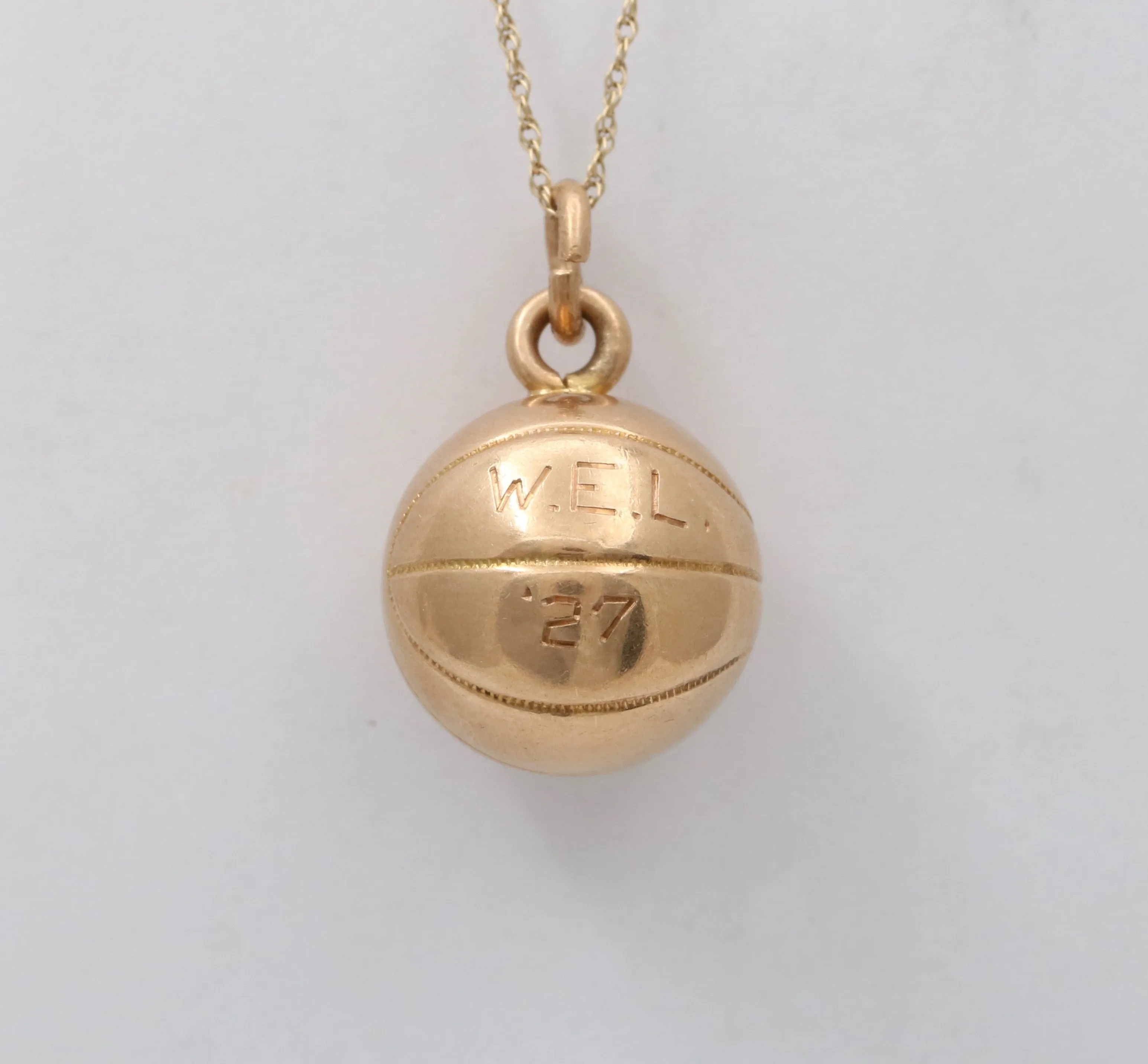 Art Deco 14K Gold Basketball Charm