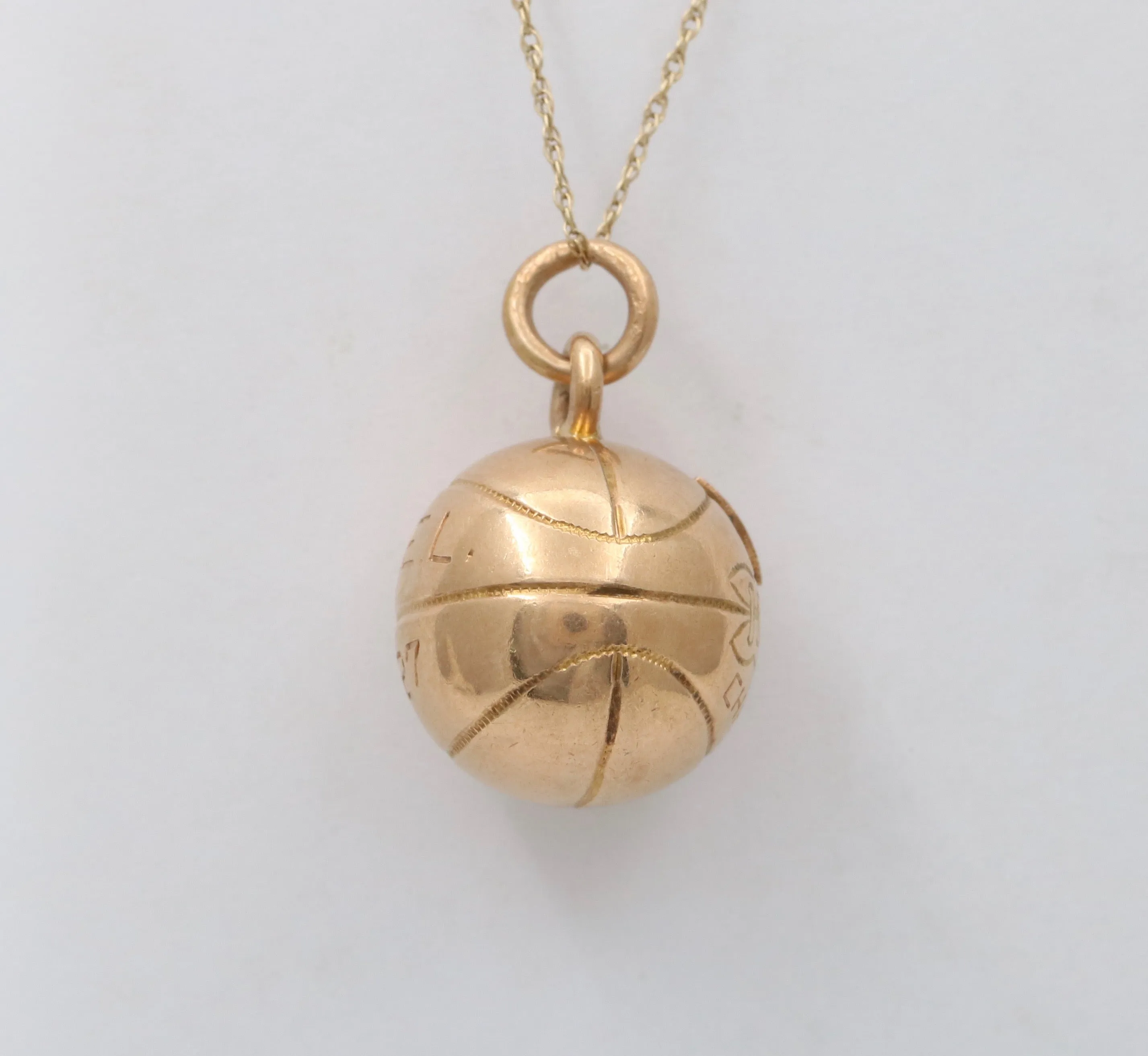 Art Deco 14K Gold Basketball Charm
