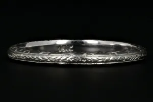 Art Deco 19K White Gold Hand Etched Band