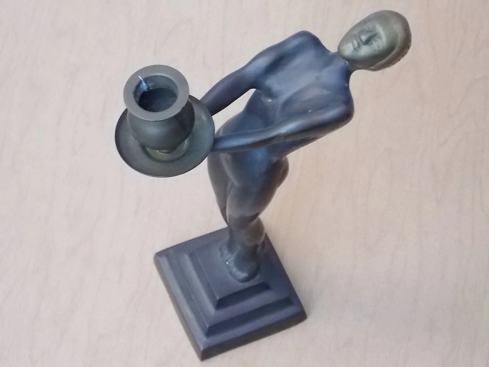 Art Deco Brass Nude Woman Candle Holder